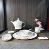 Spring Color Show Shadow Series High Bone Meal Content Bone China tableware Set, decal ceramic plates, bowls, plates and teapots wholesale for hotel and restaurant household use details Picture